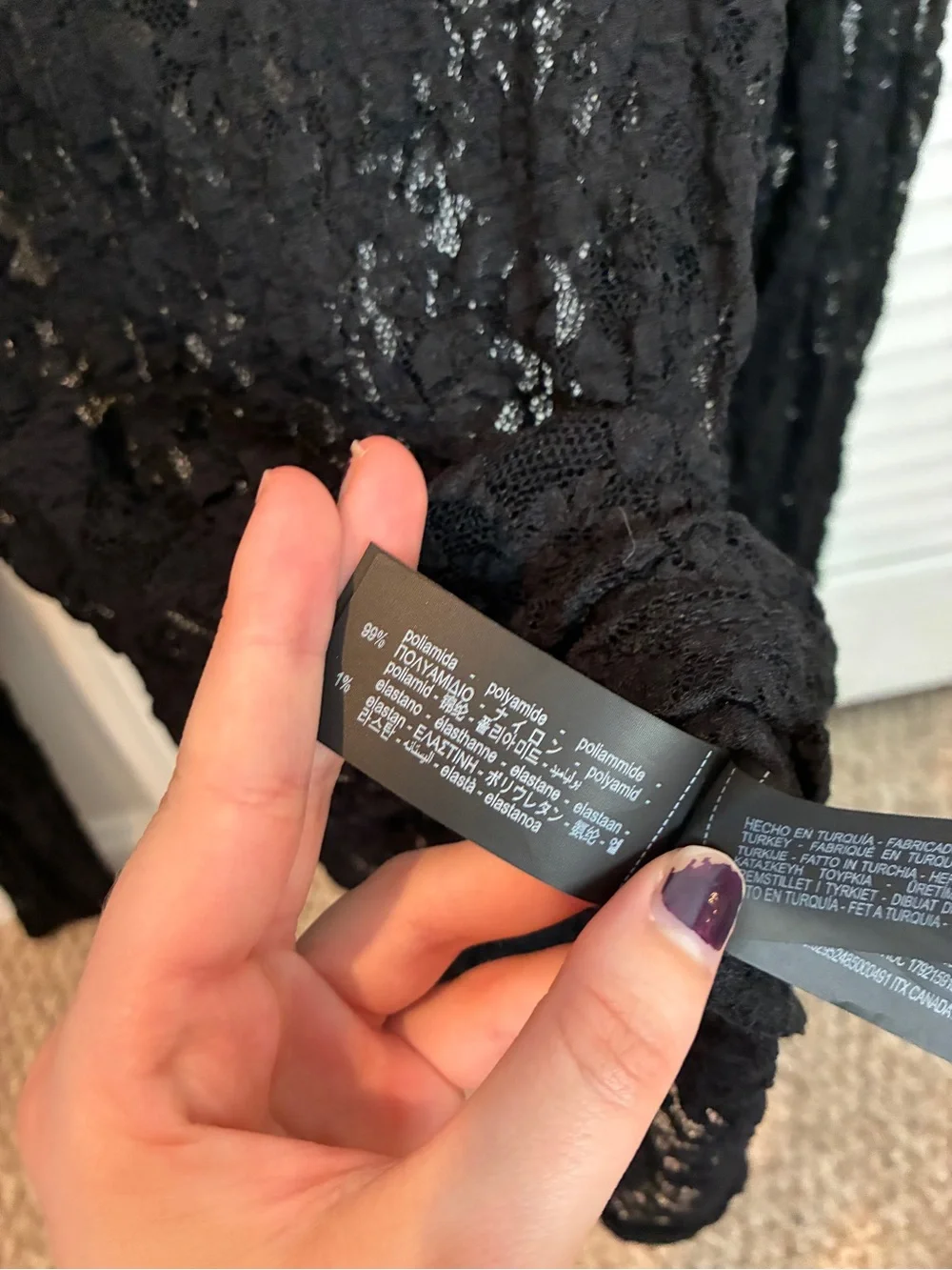 Zara Black Sheer Lace Long Sleeve Top Party Cocktail Size M